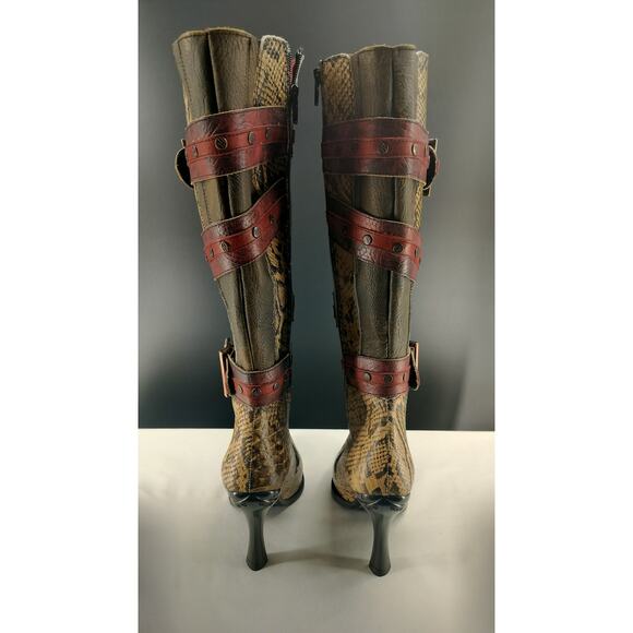 Jaded Poison Brown Leather knee-high boots - Picture 6 of 10